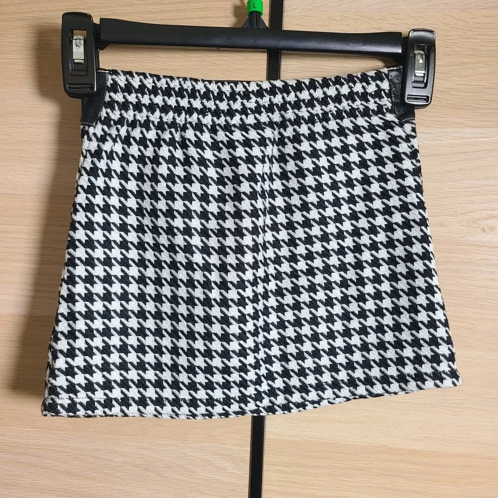 VTG Y2K Mary-Kate and Ashley Houndstooth Mini Skirt Kids 5 Black Faux Leather